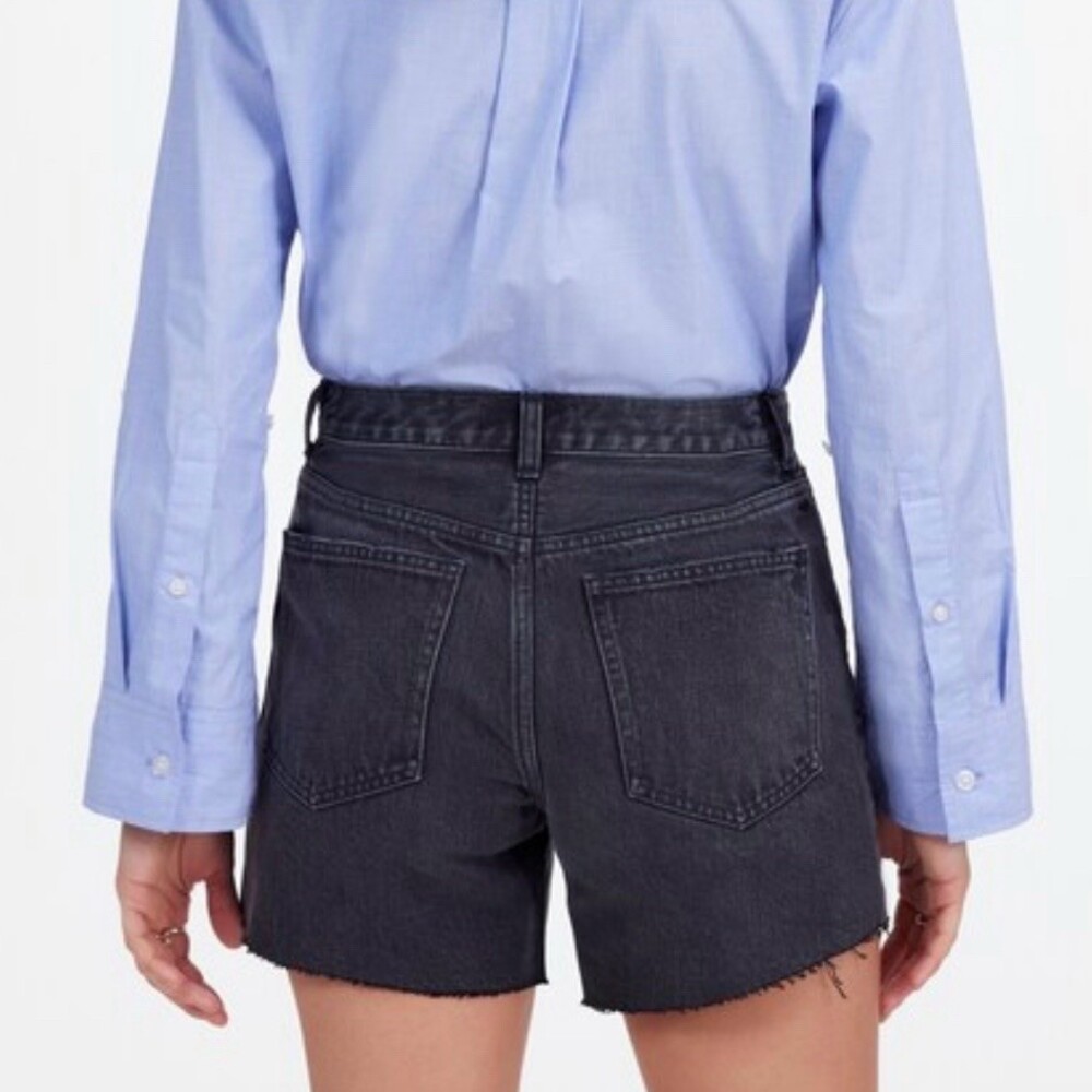 Madewell “The Brynn Long Short” Denim Womens Size 26 Black High Rise Raw Hem - Picture 3 of 16
